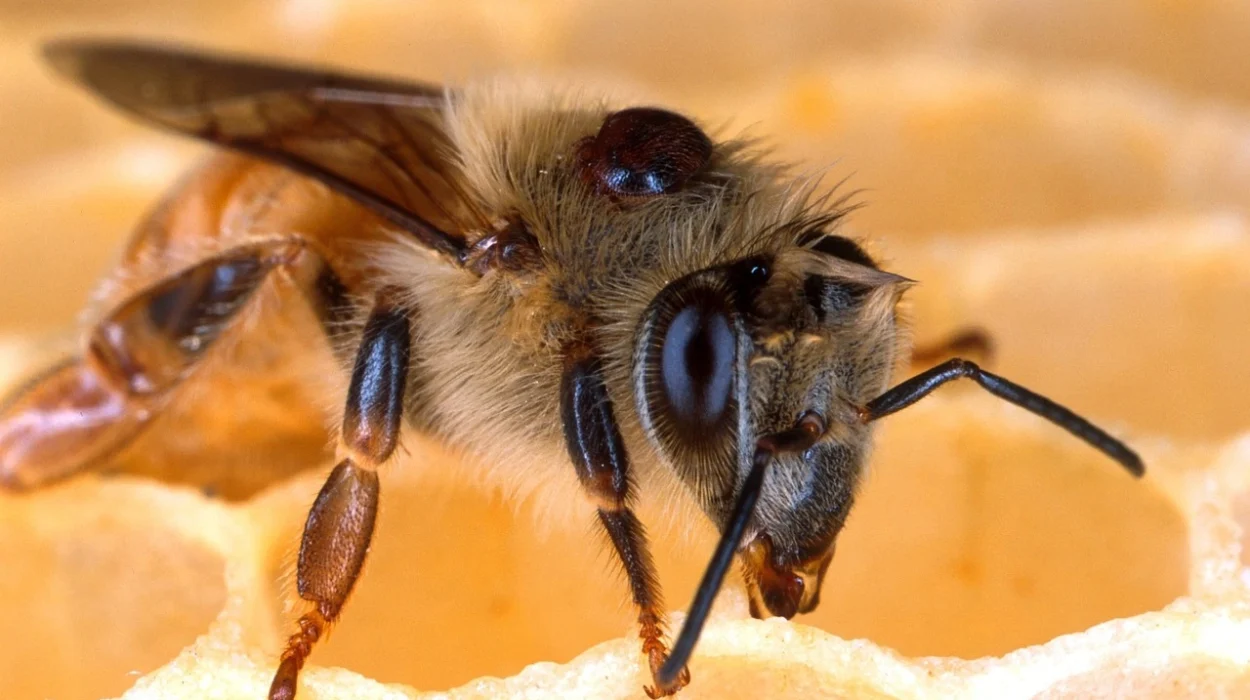 Abeille dans la ruche infestée par le varroa destructor